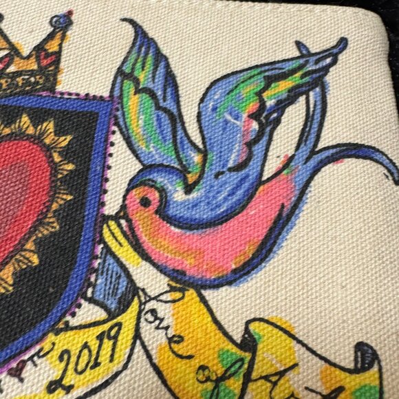Brighton 2019 Canvas Zip Pouch With Colorful Birds & Heart Design - Picture 2 of 4